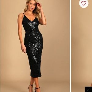 Black sequin bodycon midi dress